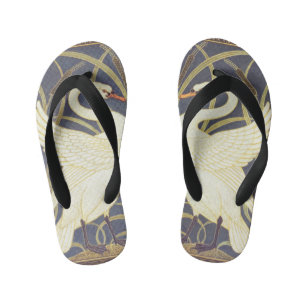 Walter Crane Swan, Rush and Iris Art Nouveau Kinderbadesandalen