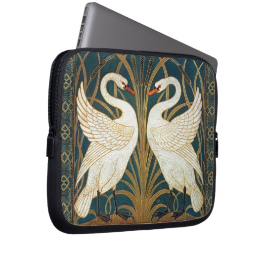 Walter Crane Swan, Rush and Iris Art Nouveau Laptopschutzhülle (Vorne Rechts)