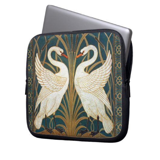 Walter Crane Swan, Rush and Iris Art Nouveau Laptopschutzhülle (Vorderseite Links)