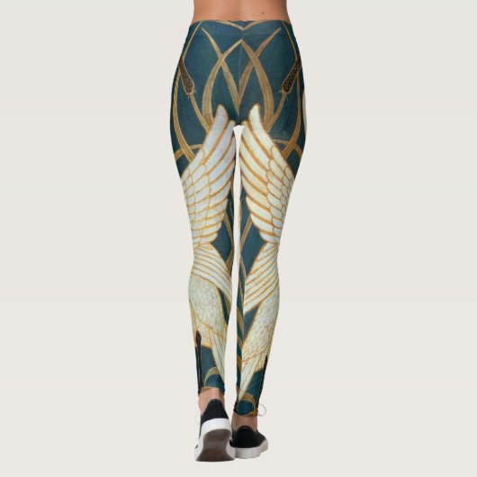 Walter Crane Swan, Rush and Iris Art Nouveau Leggings (Rückseite)