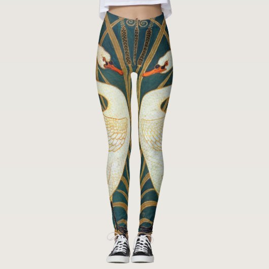 Walter Crane Swan, Rush and Iris Art Nouveau Leggings (Vorderseite)
