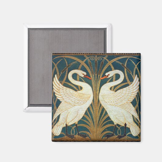 Walter Crane Swan, Rush and Iris Art Nouveau Magnet (Vorderseite/Rückseite)