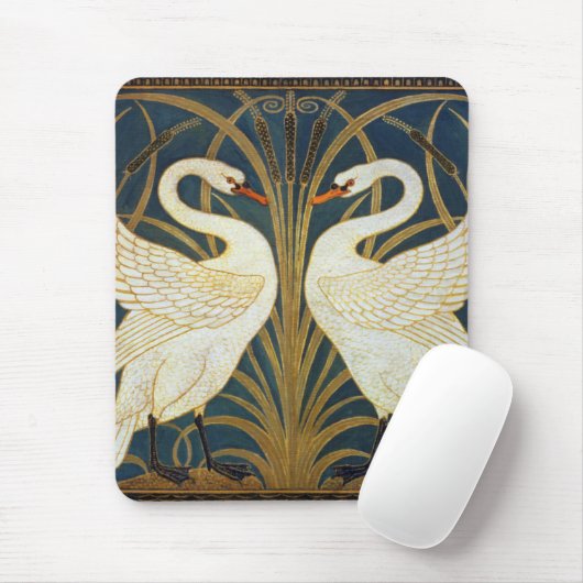Walter Crane - Swan, Rush and Iris Art Nouveau Mousepad (Mit Mouse)