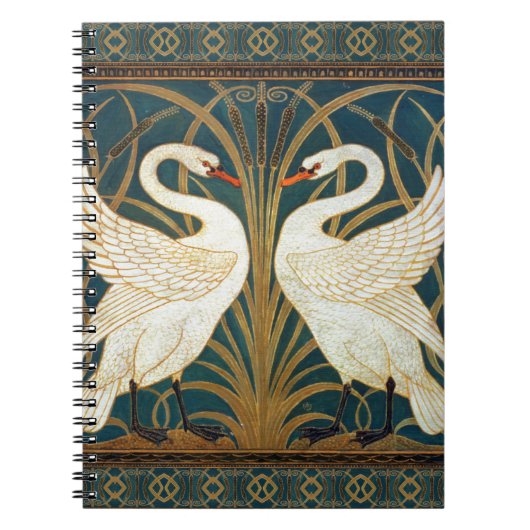 Walter Crane Swan, Rush and Iris Art Nouveau Notizblock (Vorderseite)