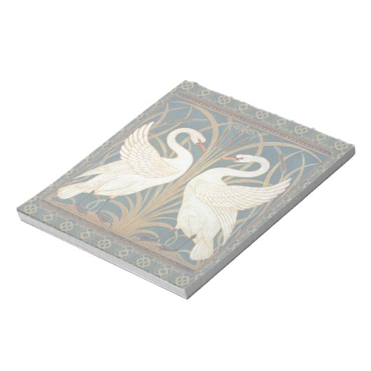 Walter Crane Swan, Rush and Iris Art Nouveau Notizblock (Rotiert)