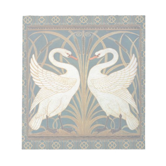 Walter Crane Swan, Rush and Iris Art Nouveau Notizblock (Vorderseite)