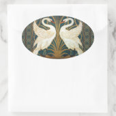 Walter Crane Swan, Rush and Iris Art Nouveau Ovaler Aufkleber (Tasche)