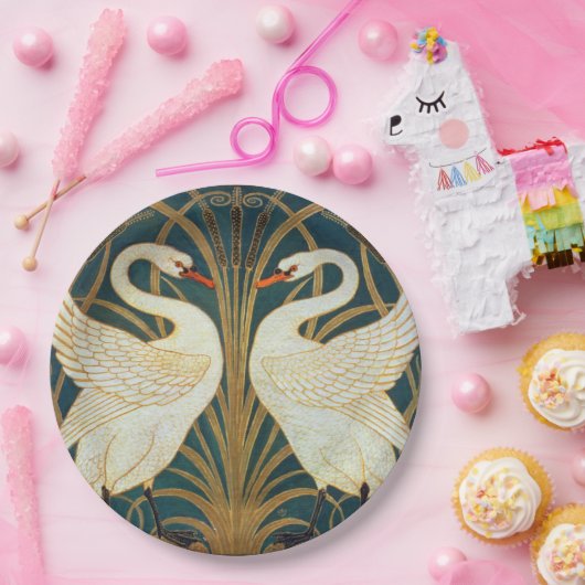 Walter Crane Swan, Rush and Iris Art Nouveau Pappteller (Party)