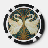 Walter Crane Swan, Rush and Iris Art Nouveau Pokerchips (Rückseite)