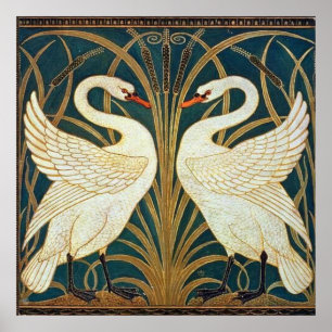 Walter Crane Swan, Rush and Iris Art Nouveau Poster