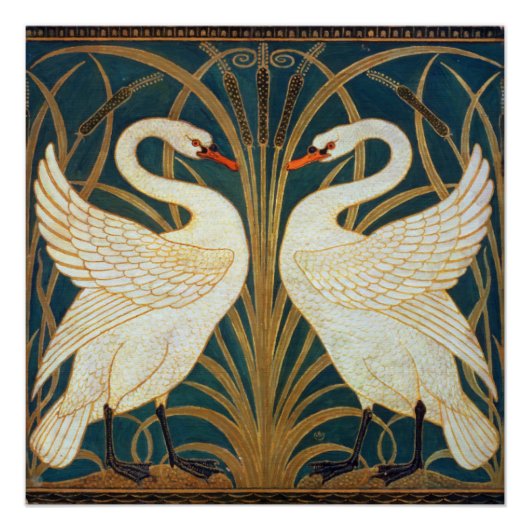 Walter Crane Swan, Rush and Iris Art Nouveau Poster (Vorderseite)