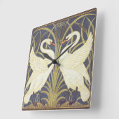 Walter Crane Swan, Rush and Iris Art Nouveau Quadratische Wanduhr (Winkel)