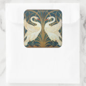 Walter Crane Swan, Rush and Iris Art Nouveau Quadratischer Aufkleber (Tasche)