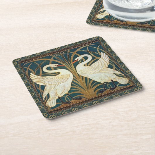 Walter Crane Swan, Rush and Iris Art Nouveau Rechteckiger Pappuntersetzer (angewinkelt)