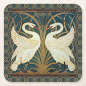 Walter Crane Swan, Rush and Iris Art Nouveau Rechteckiger Pappuntersetzer (Vorderseite)
