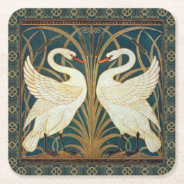 Walter Crane Swan, Rush and Iris Art Nouveau Rechteckiger Pappuntersetzer