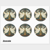 Walter Crane Swan, Rush and Iris Art Nouveau Runder Aufkleber (Blatt)