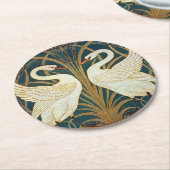 Walter Crane Swan, Rush and Iris Art Nouveau Runder Pappuntersetzer (Angewinkelt)