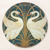 Walter Crane Swan, Rush and Iris Art Nouveau Runder Pappuntersetzer (Vorderseite)