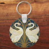 Walter Crane - Swan, Rush and Iris Art Nouveau Schlüsselanhänger (Rückseite)