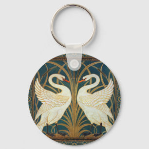 Walter Crane Swan, Rush and Iris Art Nouveau Schlüsselanhänger