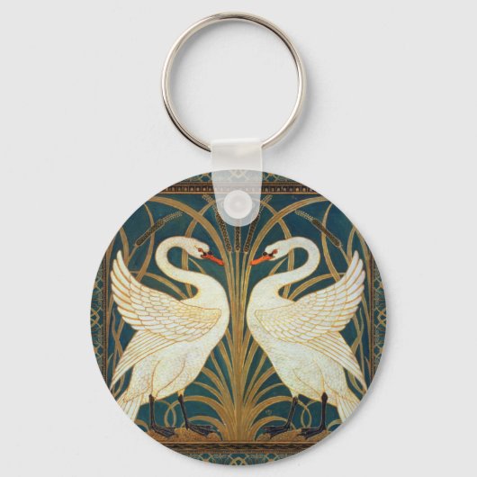 Walter Crane Swan, Rush and Iris Art Nouveau Schlüsselanhänger (Vorderseite)