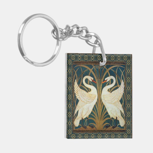 Walter Crane Swan, Rush and Iris Art Nouveau Schlüsselanhänger (Vorderseite links)