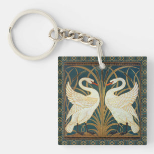 Walter Crane Swan, Rush and Iris Art Nouveau Schlüsselanhänger