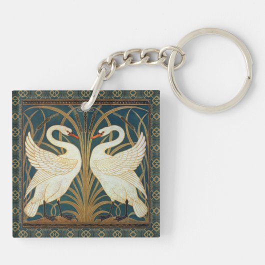 Walter Crane Swan, Rush and Iris Art Nouveau Schlüsselanhänger (Rückseite)