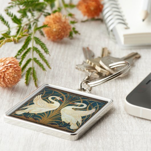 Walter Crane Swan, Rush and Iris Art Nouveau Schlüsselanhänger (Seite)