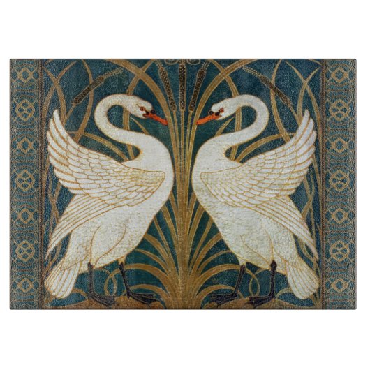 Walter Crane Swan, Rush and Iris Art Nouveau Schneidebrett (Vorderseite)