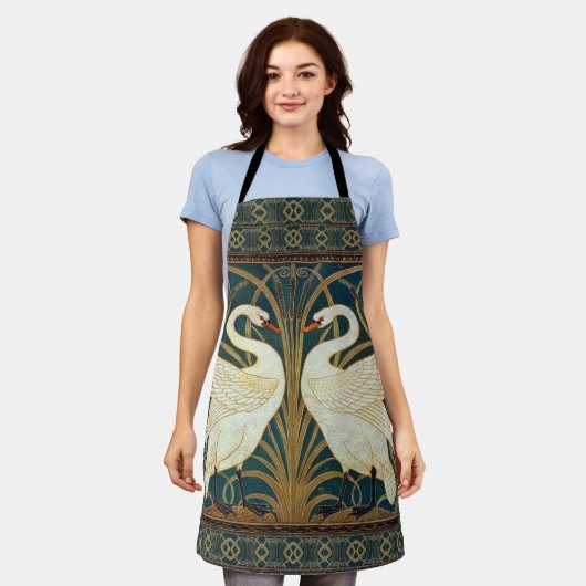 Walter Crane Swan, Rush and Iris Art Nouveau Schürze (Getragen)