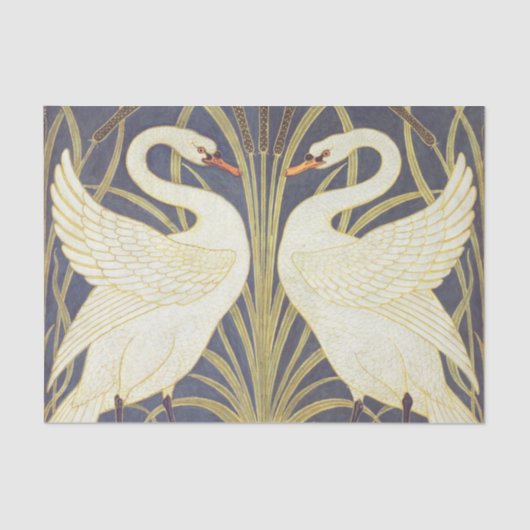 Walter Crane Swan, Rush and Iris Art Nouveau Seidenpapier (Vorderseite)