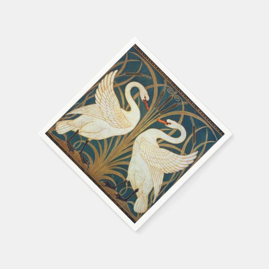 Walter Crane Swan, Rush and Iris Art Nouveau Serviette (Ecke)