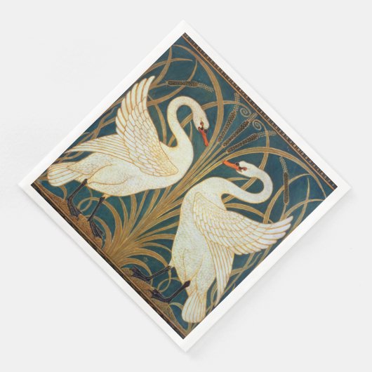 Walter Crane Swan, Rush and Iris Art Nouveau Serviette (Ecke)
