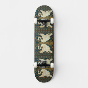 Walter Crane Swan, Rush and Iris Art Nouveau Skateboard