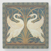 Walter Crane Swan, Rush and Iris Art Nouveau Steinuntersetzer (Vorderseite)