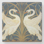 Walter Crane - Swan, Rush and Iris Art Nouveau Steinuntersetzer (Vorderseite)