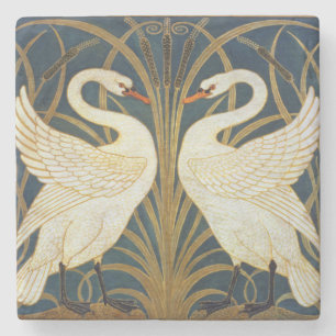 Walter Crane - Swan, Rush and Iris Art Nouveau Steinuntersetzer