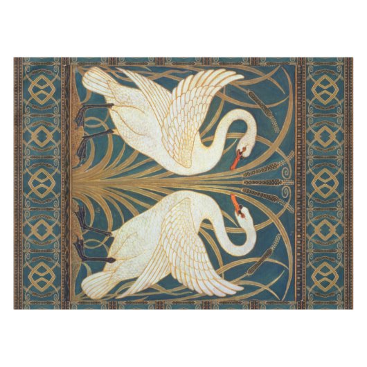 Walter Crane Swan, Rush and Iris Art Nouveau Tischdecke (Vorderseite (Horizontal))