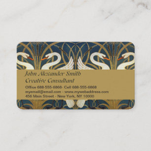 Walter Crane - Swan, Rush and Iris Art Nouveau Visitenkarte