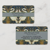 Walter Crane - Swan, Rush and Iris Art Nouveau Visitenkarte (Vorne/Hinten)