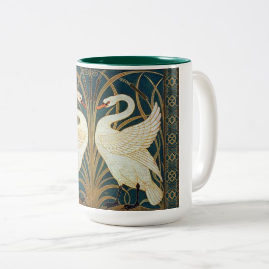 Walter Crane Swan, Rush and Iris Art Nouveau Zweifarbige Tasse (VorderseiteRechts)