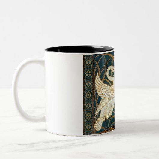 Walter Crane Swan, Rush and Iris Art Nouveau Zweifarbige Tasse (Links)