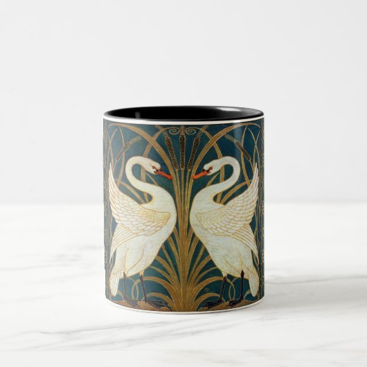 Walter Crane Swan, Rush and Iris Art Nouveau Zweifarbige Tasse (Mittel)