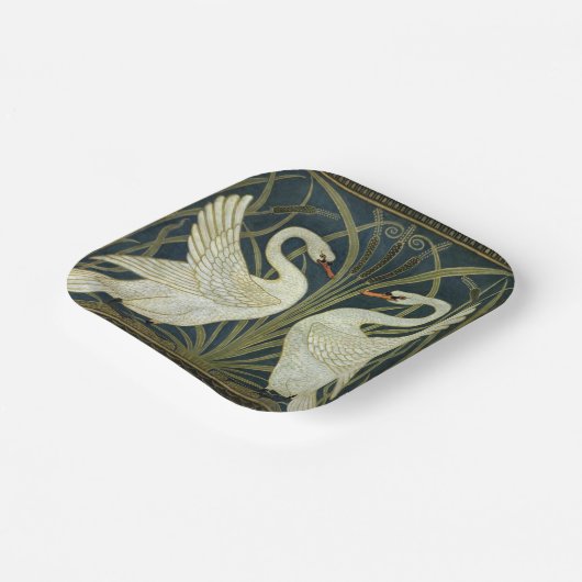 Walter Crane Swan & Rush and Iris Victorian Pappteller (Gewinkelt)