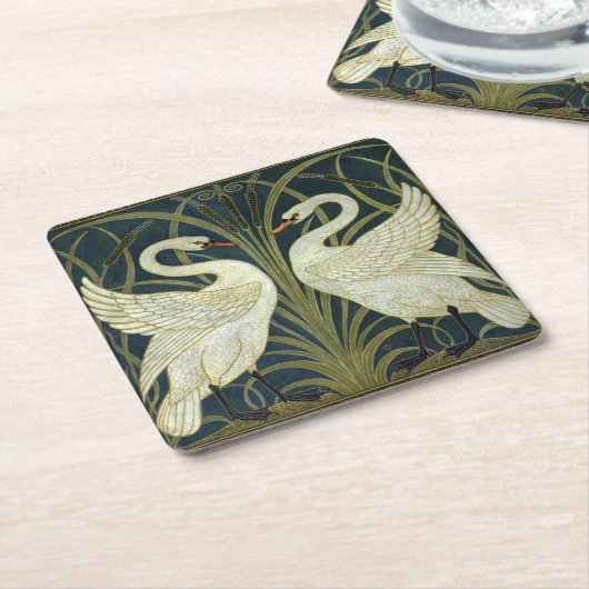 Walter Crane Swan & Rush and Iris Victorian  Rechteckiger Pappuntersetzer (angewinkelt)
