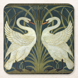 Walter Crane Swan & Rush and Iris Victorian  Rechteckiger Pappuntersetzer