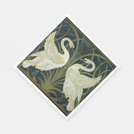 Walter Crane Swan & Rush and Iris Victorian Serviette (Ecke)
