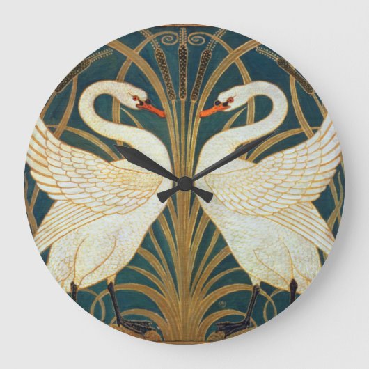 Walter Crane Swan, Rush und Iris Art Nouveau Große Wanduhr (Vorderseite)